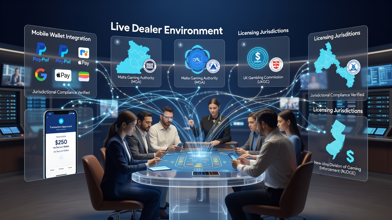 Mobile Wallet-Transaktionen während eines Live-Dealer-Spiels auf einem Smartphone in einer regulierten Umgebung