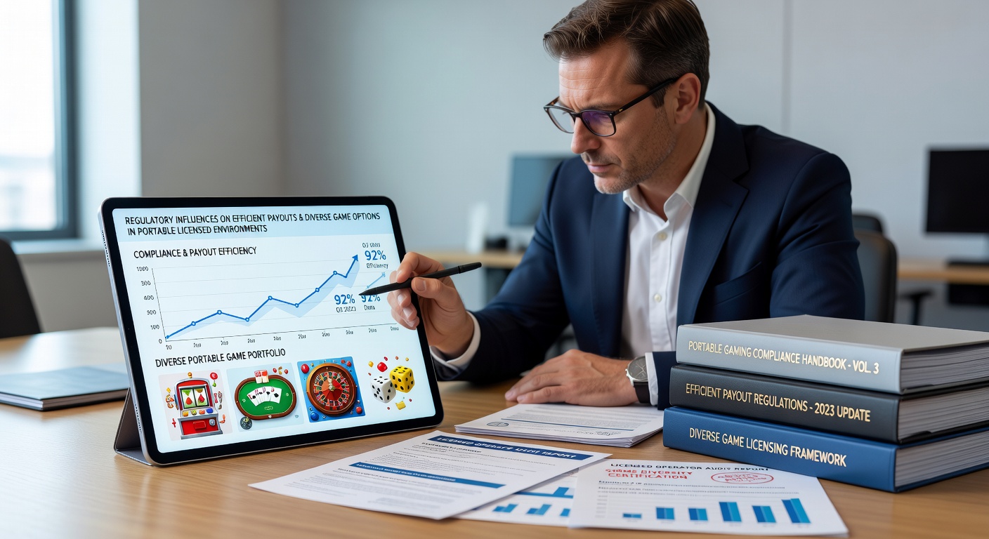 Regulatorische Dokumente und mobile Casino-Apps auf einem Tablet