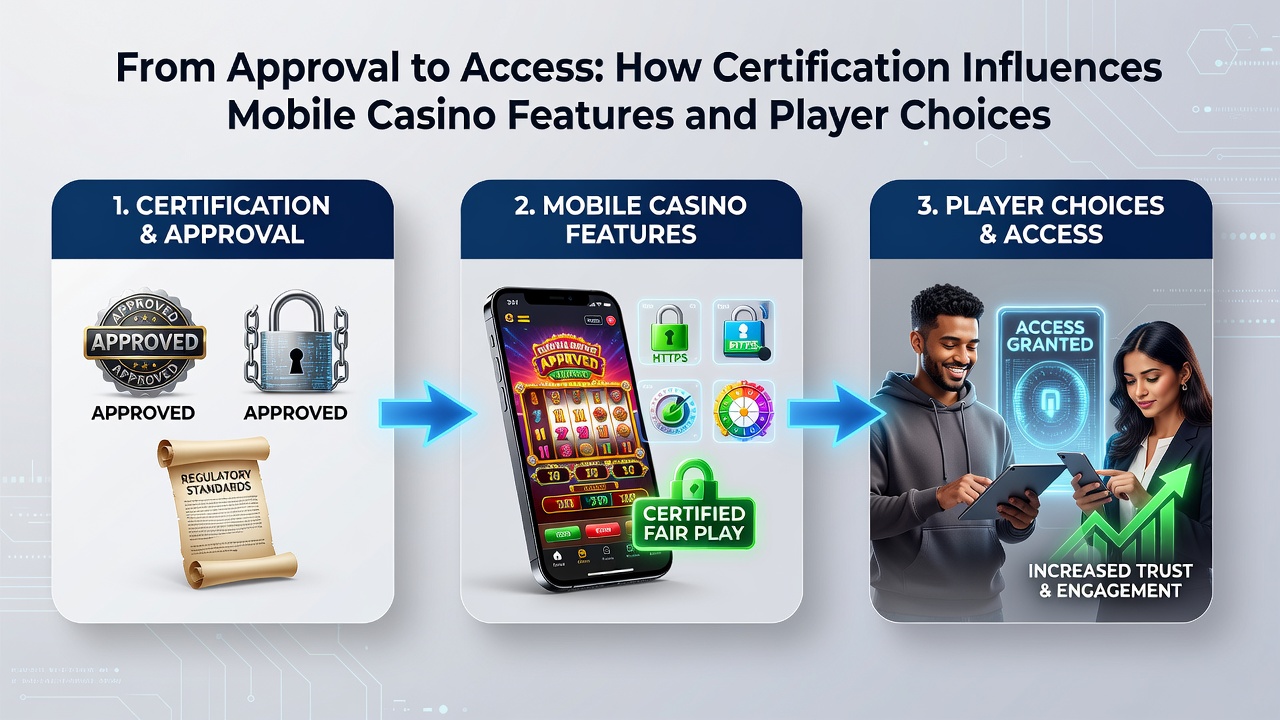 Darstellung mobiler Casino-Apps mit zertifizierten Zahlungsoptionen und Spielerinteraktionen auf verschiedenen Geräten