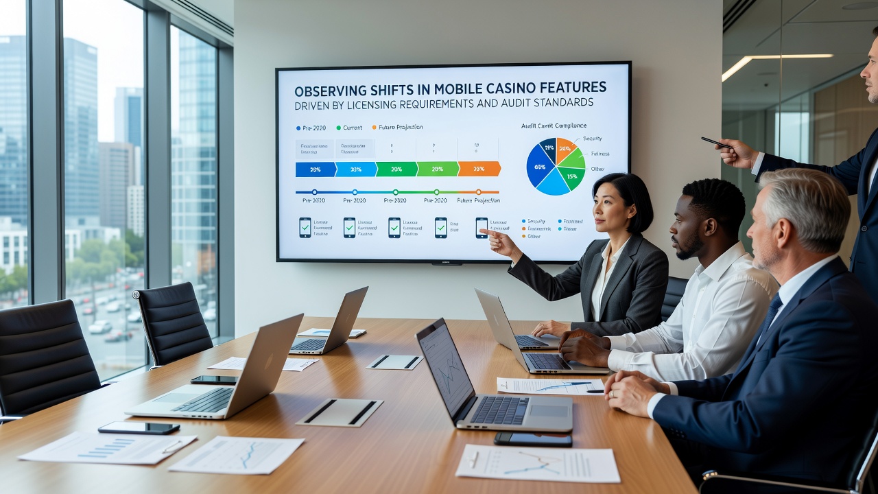 Illustration zu Audit-Prozessen und Feature-Anpassungen in mobilen Casinos