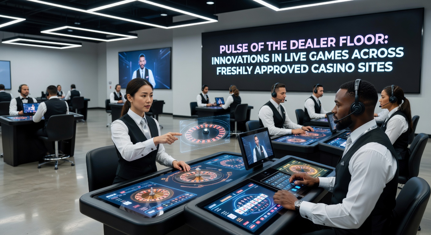 Dynamischer Dealer-Floor mit Live-Spiel-Innovationen auf modernen Casino-Plattformen, beleuchtet von LED-Lichtern und High-Tech-Ausrüstung